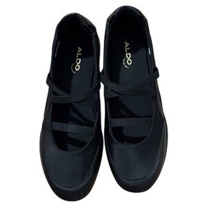 Aldo Black Cross-Strap Ballet Flats